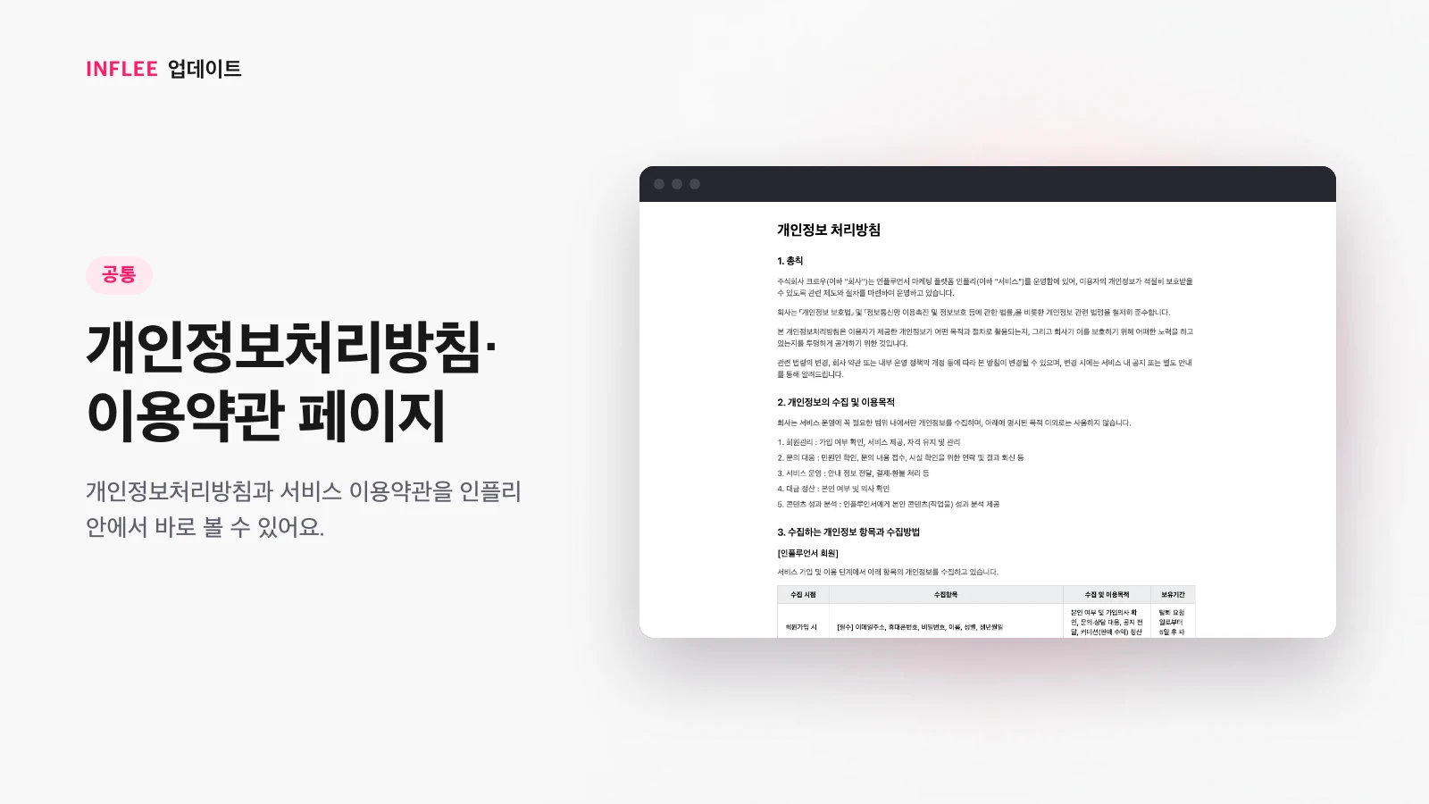 개인정보처리방침 안내 페이지