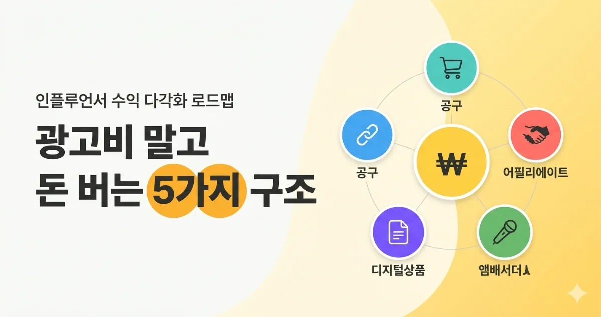 광고비 말고 돈 버는 5가지 구조 — 인플루언서 수익 다각화 로드맵
