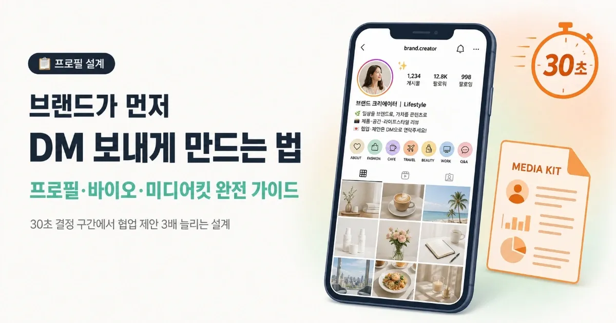 브랜드가 먼저 DM 보내게 만드는 법 — 프로필·바이오·미디어킷 설계 완전 가이드