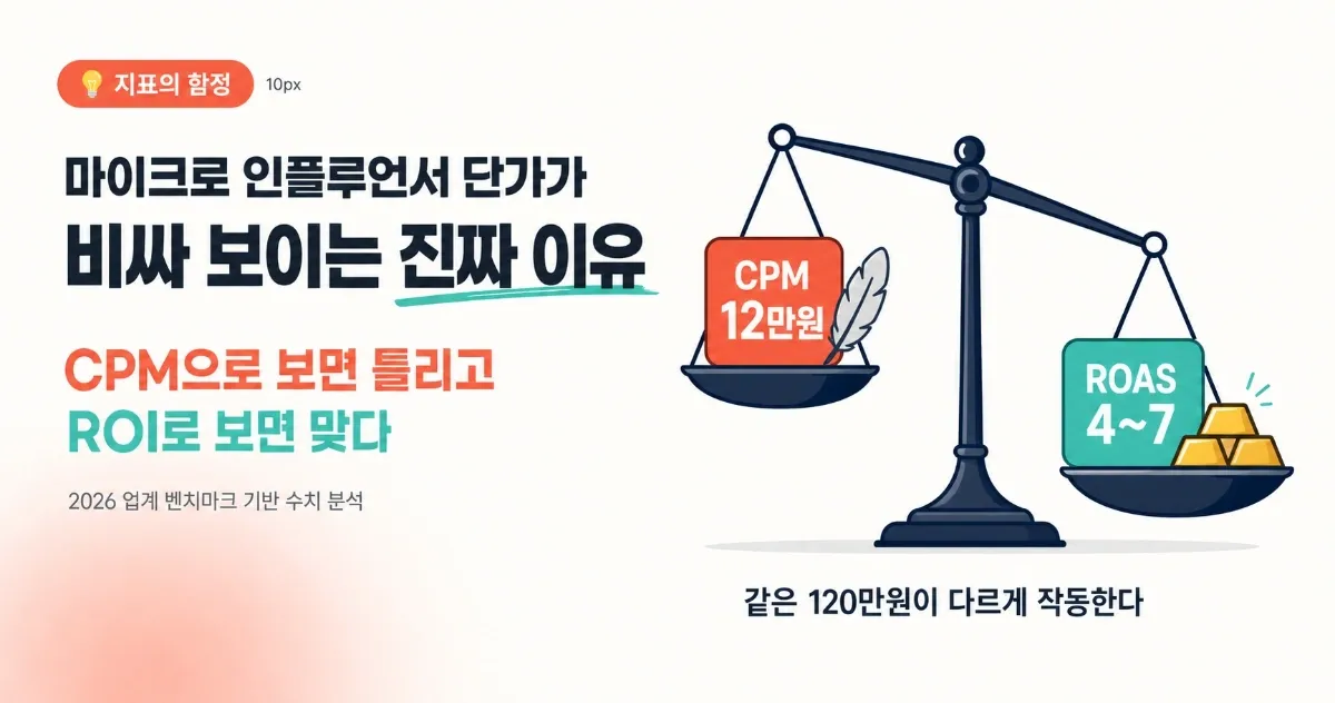 마이크로 인플루언서 단가가 비싸게 느껴지는 진짜 이유 — CPM으로 보면 틀리고 ROI로 보면 맞다